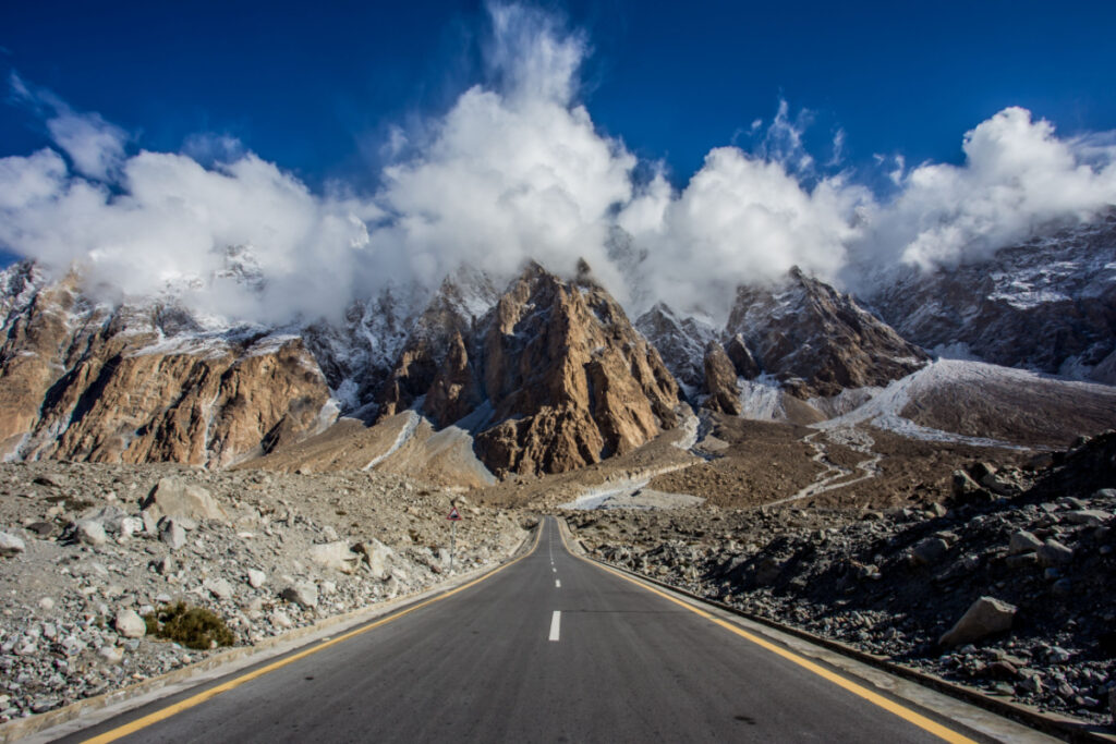 <p>Known as the world’s highest paved international roadway, the Karakoram Highway runs over 1,300 kilometers from Pakistan’s Punjab province to China’s Xinjiang Uyghur Autonomous Region. It offers views of some of the world’s highest peaks, including K2, and passes through remarkable gorges along the old Silk Road. Riders should know that altitude sickness can be a real issue, given that the highway reaches over 4,600 meters above sea level.</p>