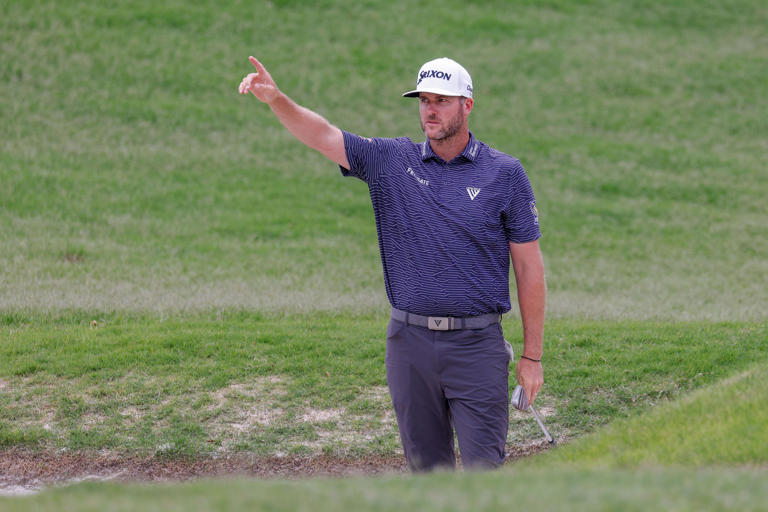 Taylor Pendrith reacts during the final round of THE CJ CUP Byron Nelson golf tournament. (Photo: Andrew Dieb-USA TODAY Sports)