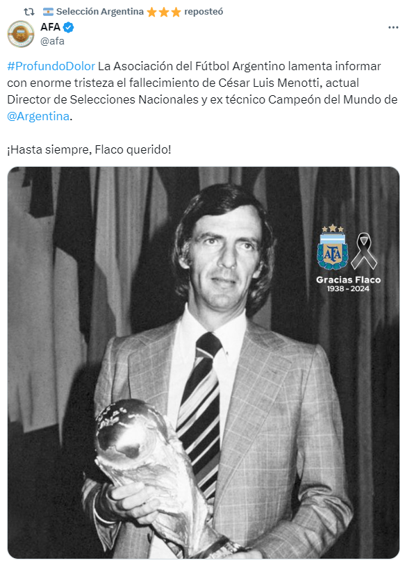 murió césar luis menotti, leyenda de la selección argentina y campeón del mundo, a los 85 años