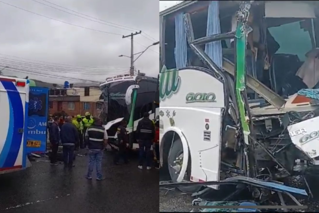 video: grave accidente de tránsito entre dos buses al sur de bogotá deja dos heridos