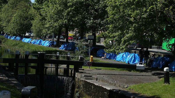 asylum seekers erect more than 70 tents along dublin's grand canal