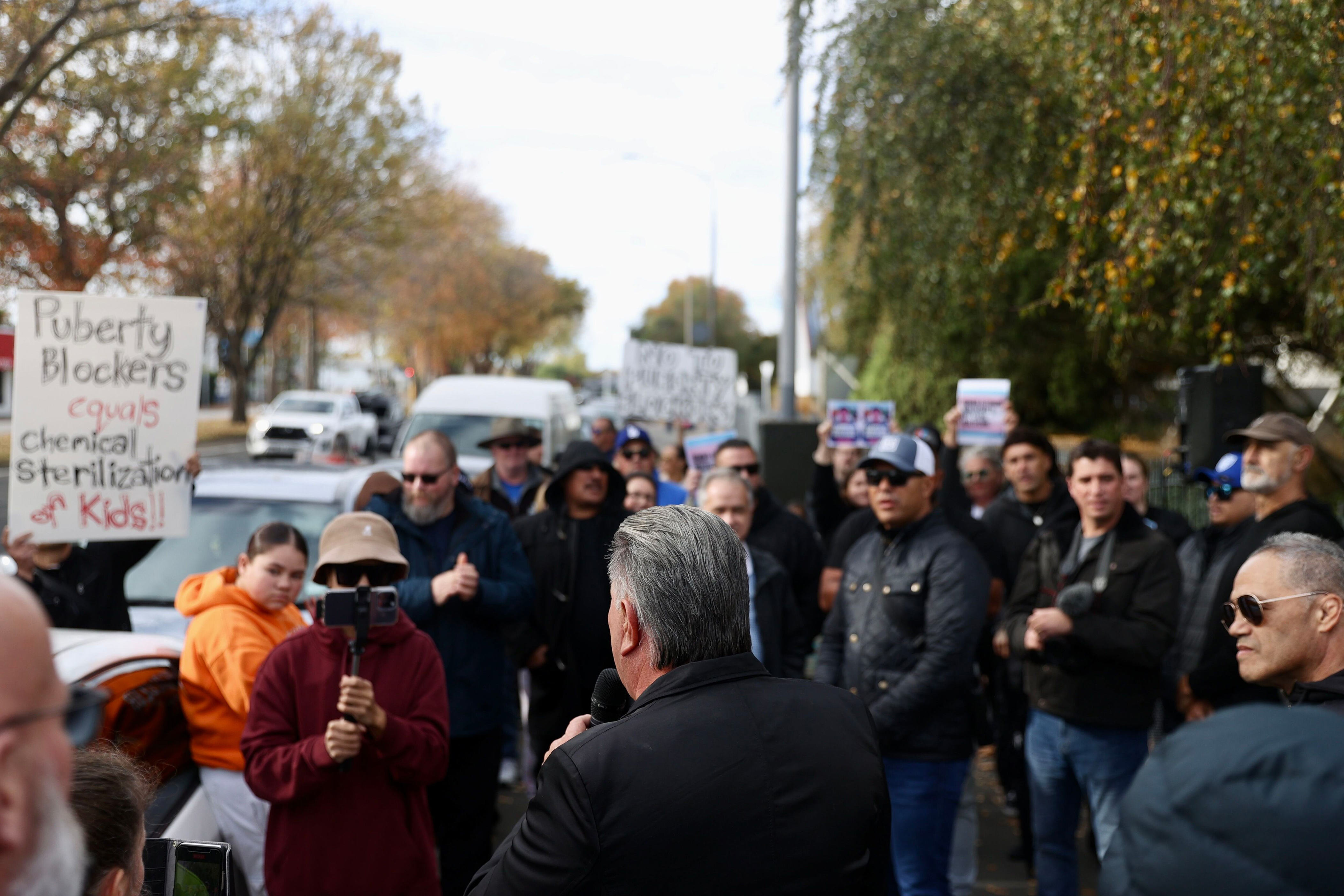 destiny church leader brian tamaki trans protest in christchurch met with counter-protest