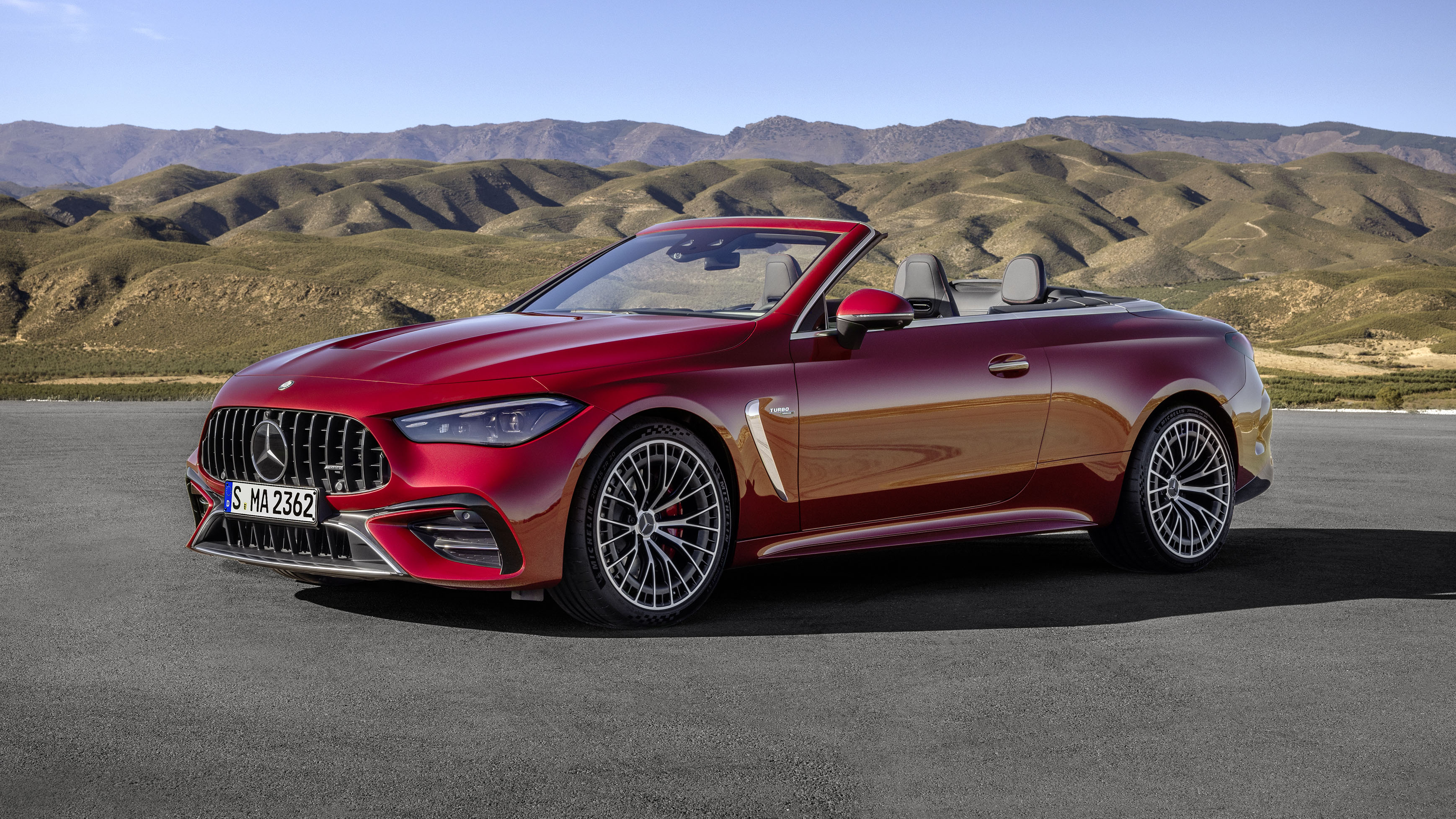 this is the new mercedes-amg cle 53 cabriolet, a 443bhp performance express