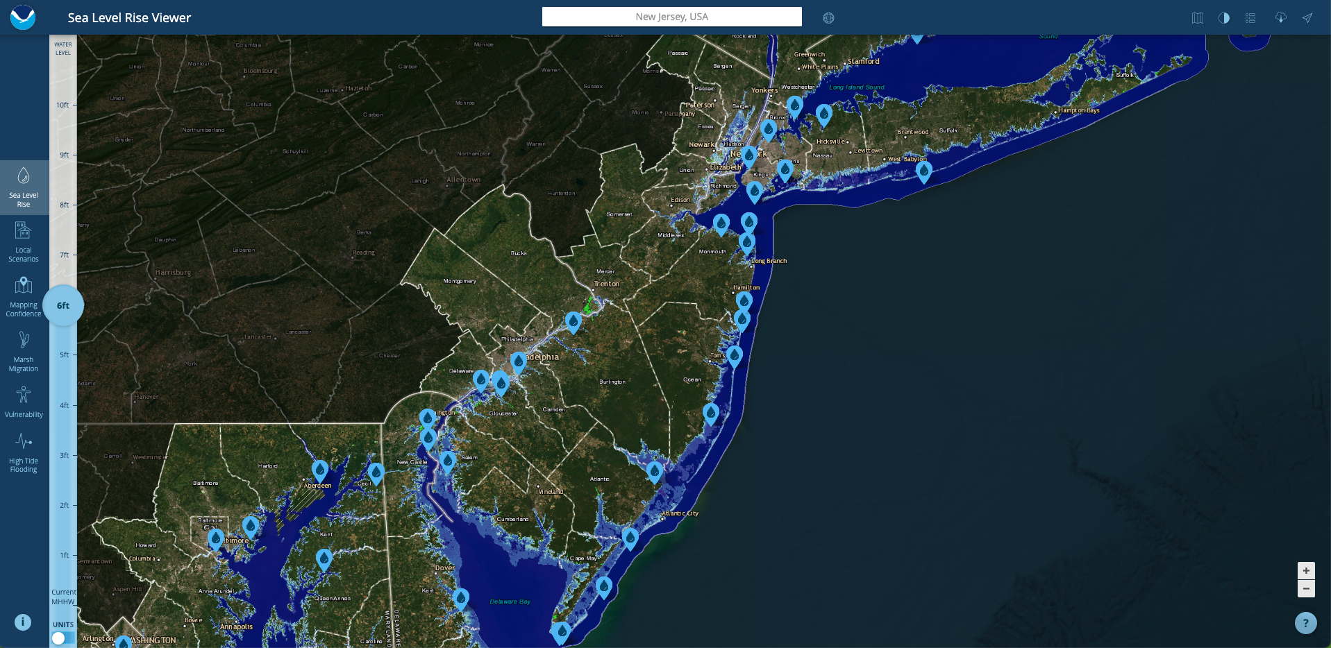 new jersey map shows where state could be underwater from sea level rise