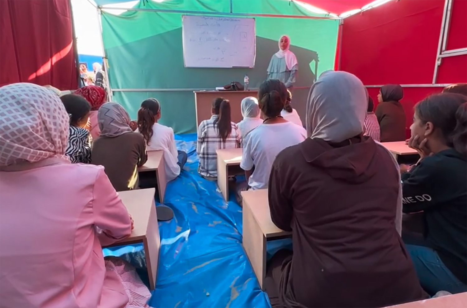 displaced teachers set up tent school in rafah as israeli assault looms