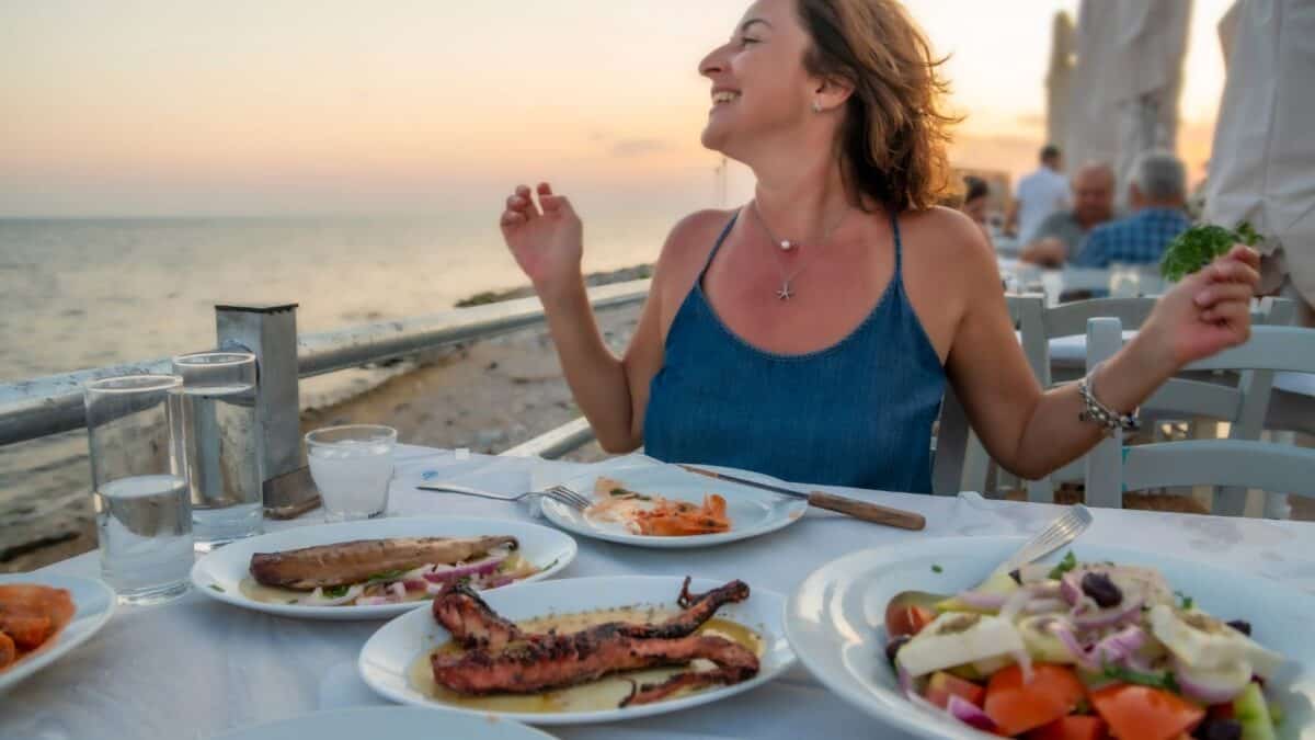 <p><strong><a href="https://www.flannelsorflipflops.com/mykonos-cruise-port/" rel="noreferrer noopener">Mykonos is a popular Greek island</a> </strong>known for its Mediterranean-style cuisine. You can enjoy fresh and healthy dishes like Greek salad, tzatziki, grilled skewers, feta cheese, and other delicious bites.</p><p>I recommend visiting Matoyianni Street, the lively main strip with restaurants, shops, and charming buildings. It’s a fantastic stop on a cruise itinerary for those who love great food, beautiful beaches, history, and stunning views.</p><p><strong><a href="https://www.flannelsorflipflops.com/mykonos-cruise-port/" rel="noreferrer noopener">Read more about Mykonos Cruise Port Guide</a></strong></p>
