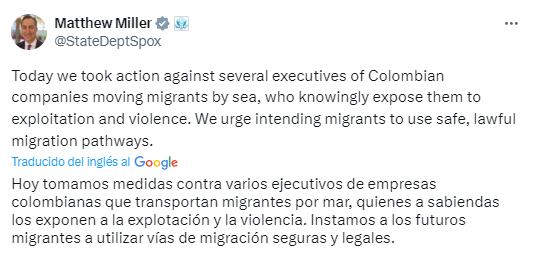 estados unidos toma acciones contra ejecutivos de empresas de transporte colombianas que facilitan la migración irregular