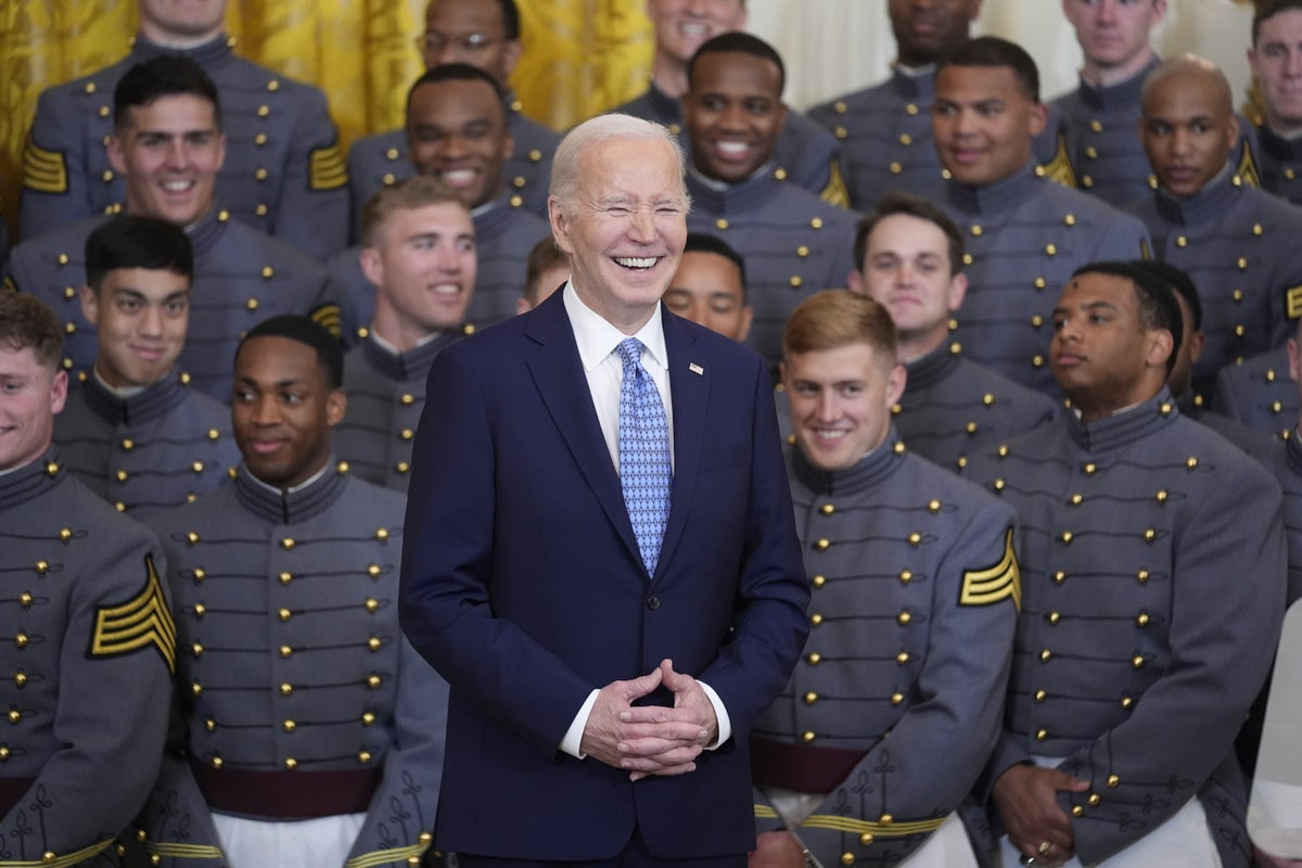 biden recognizes us military academy with trophy for besting other service academies in football