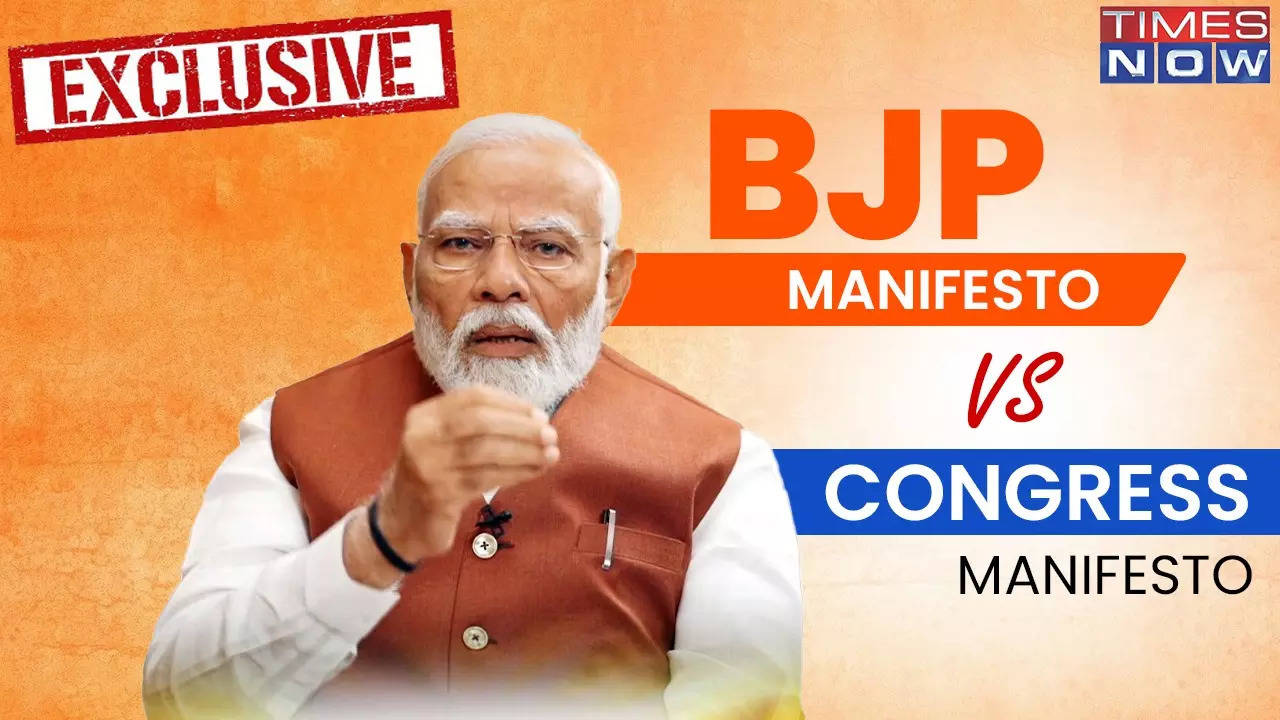 pm modi exposes congress' 'double standards': 'put their manifesto and speeches on canvas' | times now exclusive