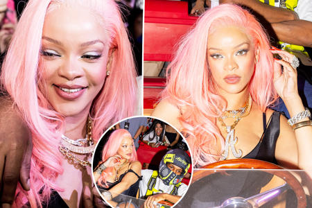 Rihanna debuts bubblegum pink hair in Miami with A$AP Rocky ahead of Met Gala<br><br>