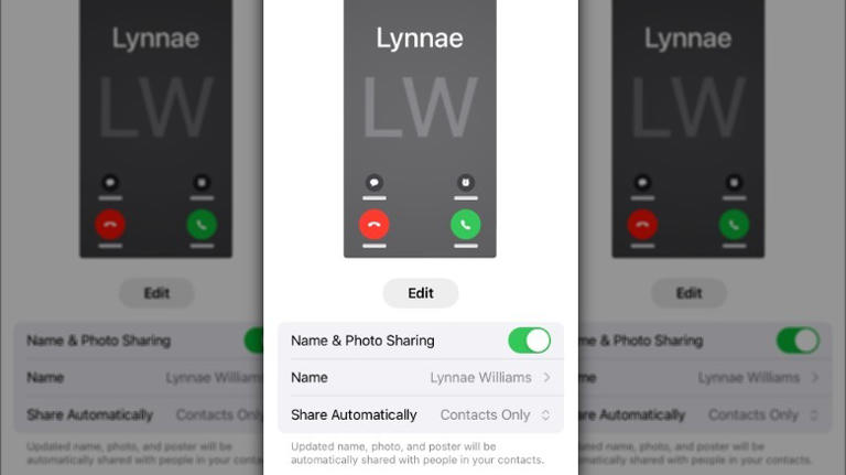 iPhone name and photo sharing