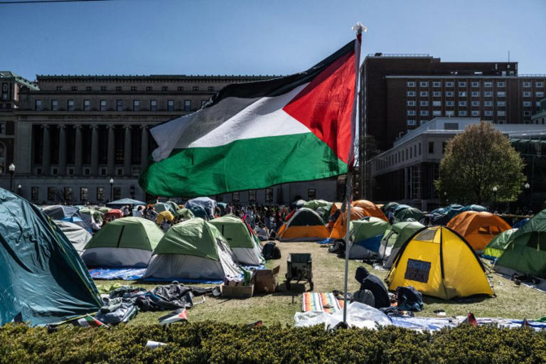 Columbia University students' pro-Palestinian encampment on their campus on April 25, 2024 in New York City. (Stephanie Keith / Getty Images)