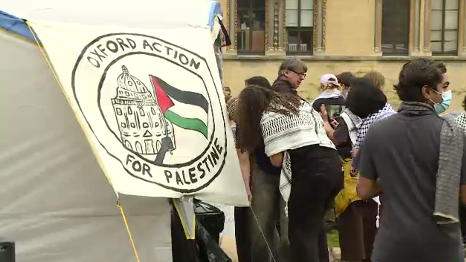 oxford and cambridge students set up pro-palestinian camps outside university buildings
