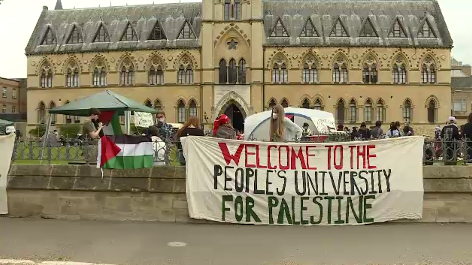 oxford and cambridge students set up pro-palestinian camps outside university buildings