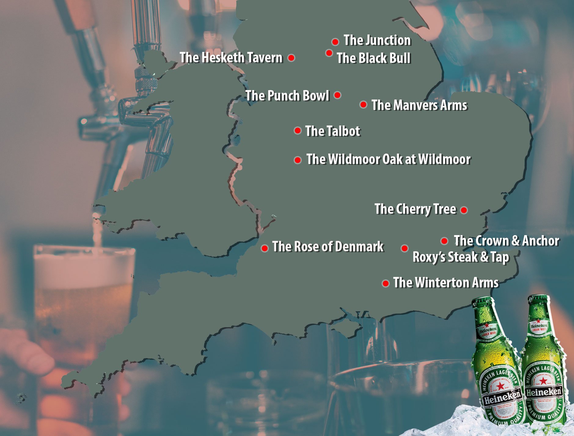 map shows pubs that will reopen after £39,000,000 boost from heineken this year
