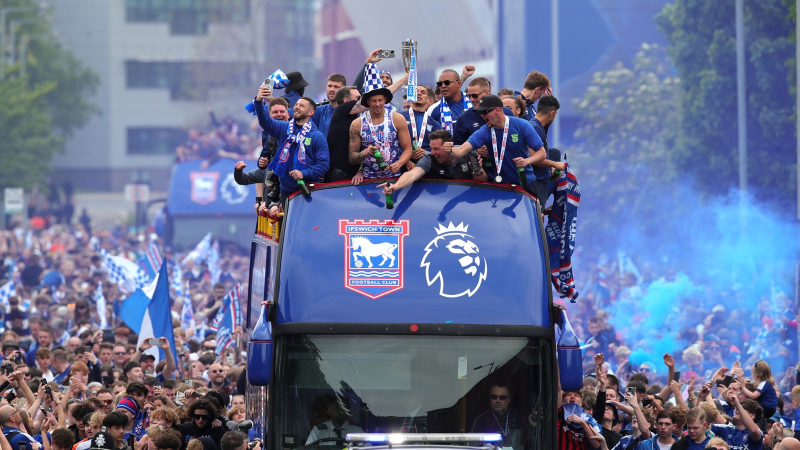 ipswich town fans enjoy 'long-awaited' celebrations after premier league promotion