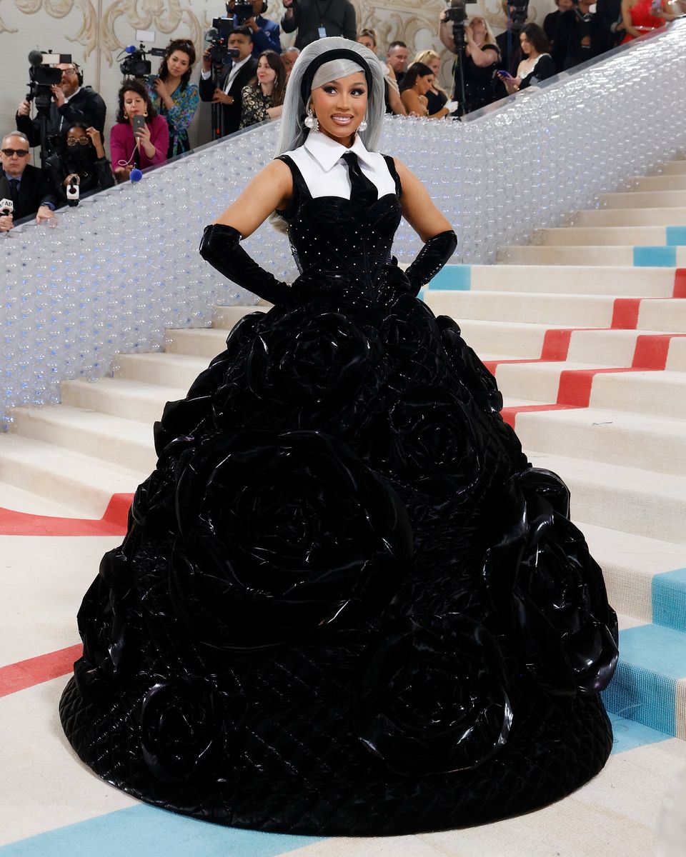 cardi b literally takes over the red carpet in a black gown at the 2024 met gala