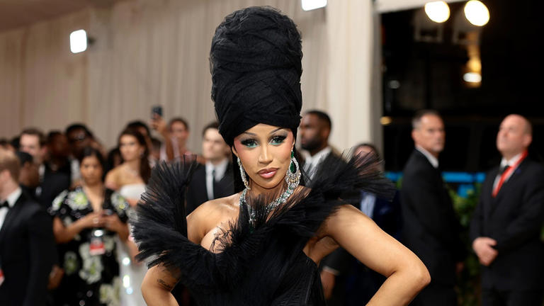 Cardi B Enlists Eight People to Carry Her Massive Gown Up the Iconic Steps at 2024 Met Gala