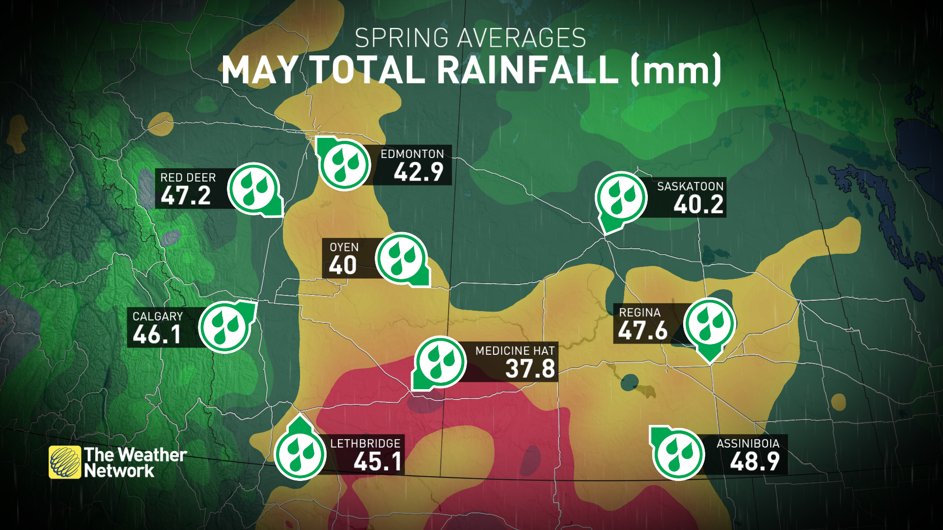 heavy rain soaks parts of the prairies, risk of 100 mm by wednesday
