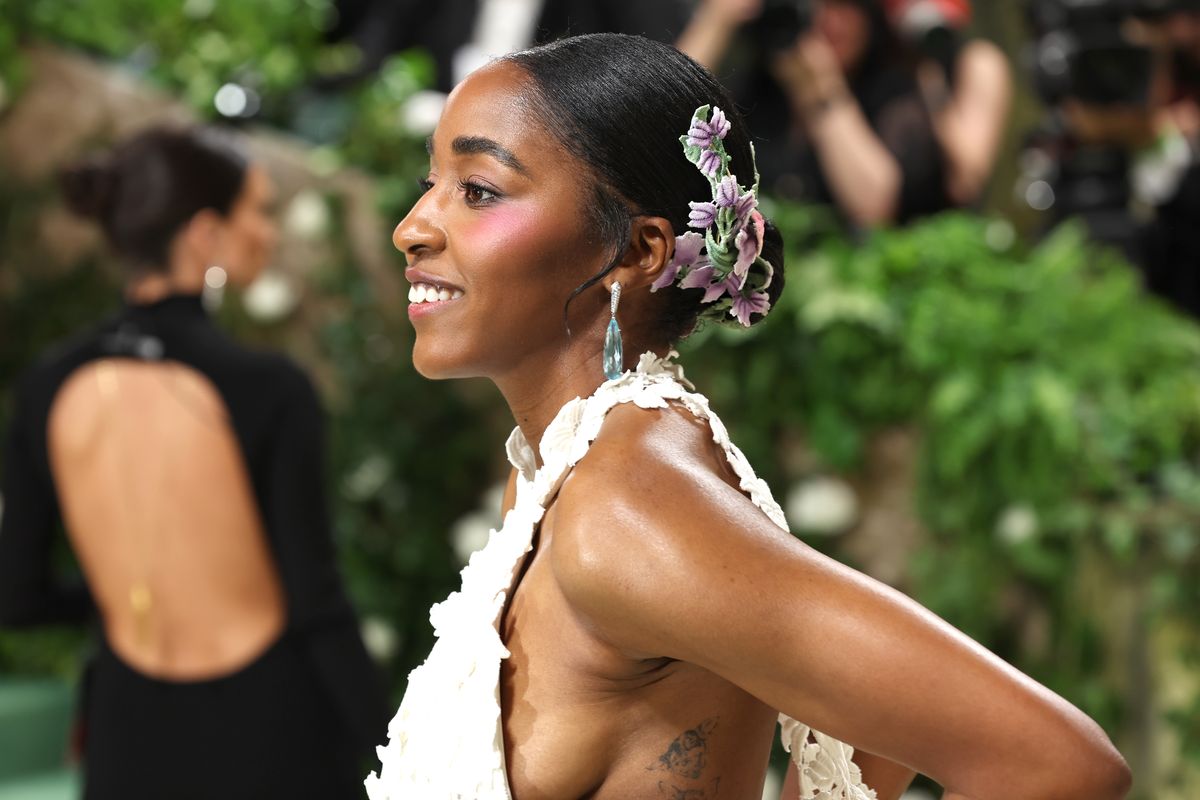 ayo edebiri is a vision in florals for her met gala debut