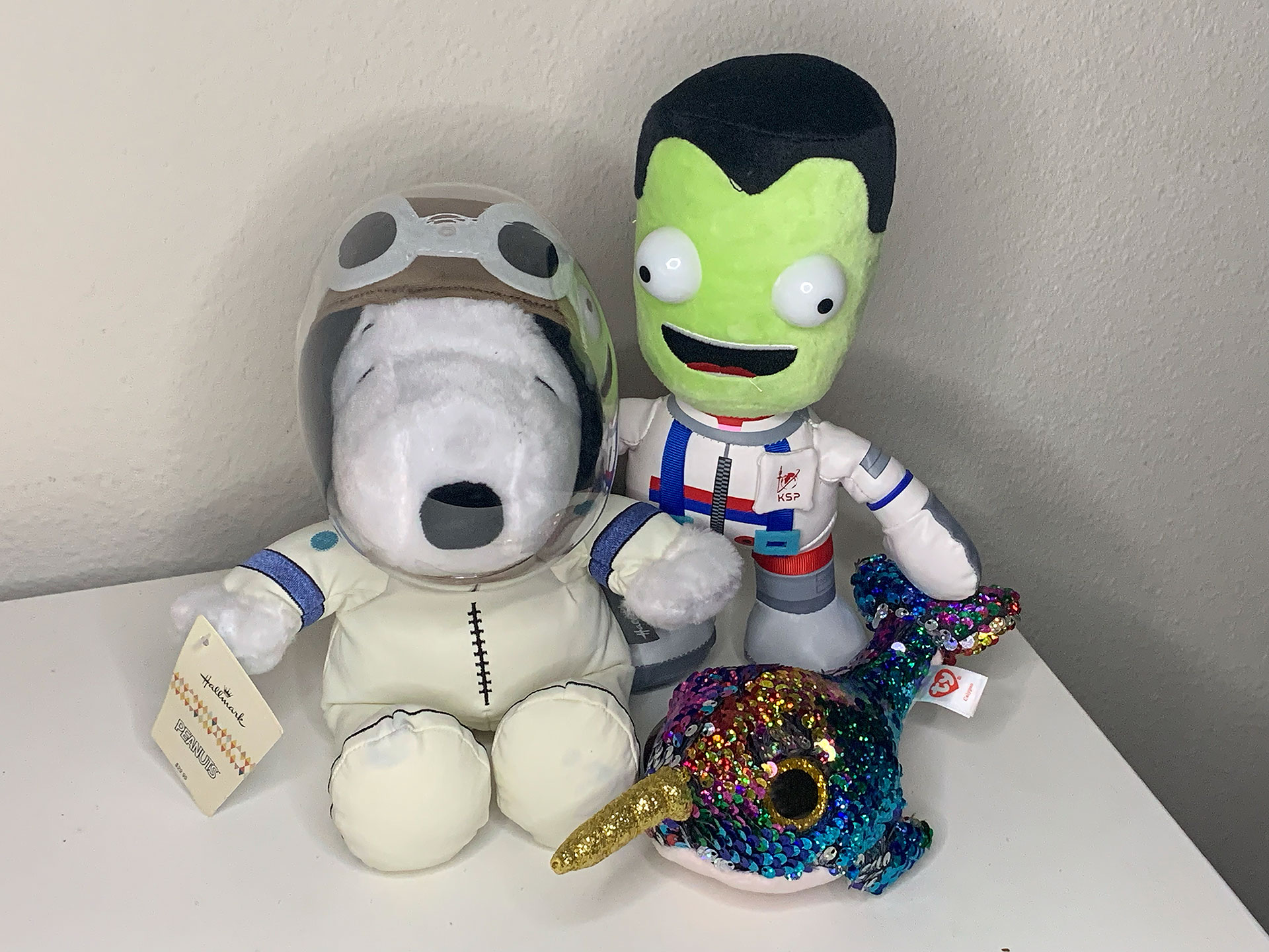 'sparkly' narwhal toy trades sea for space as boeing starliner zero-g indicator