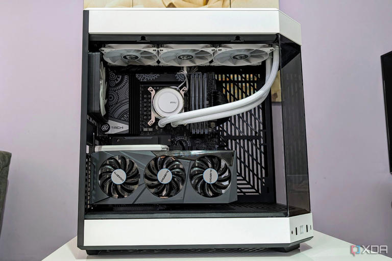 image of PC in a white case with a white AIO
