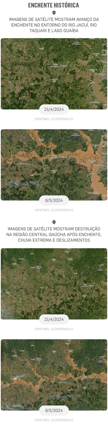 rio grande do sul: imagens de satélite mostram antes e depois de enchente histórica; veja