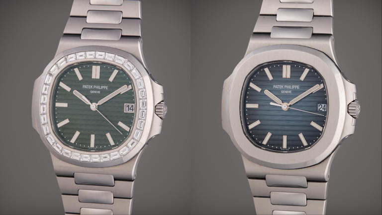 From left: Patek Philippe Reference 57111300A-001 Nautilus and Patek Philippe Reference 5711 Nautilus.