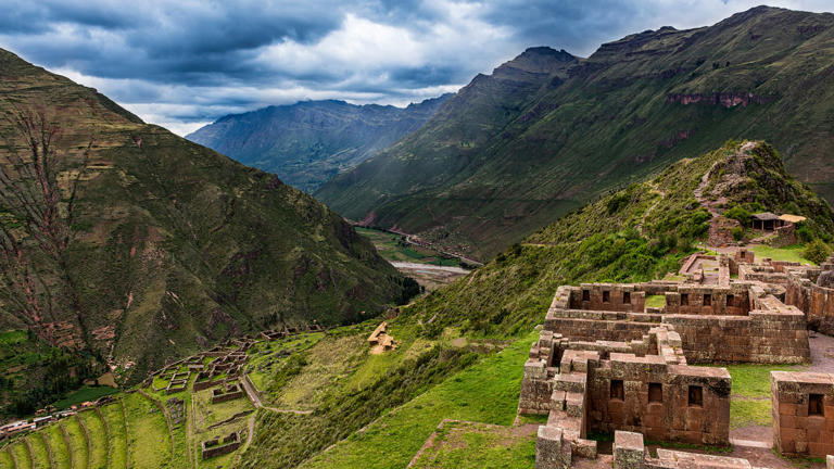 Sacred Valley and ancient Inca terraces in Pisac, Peru.