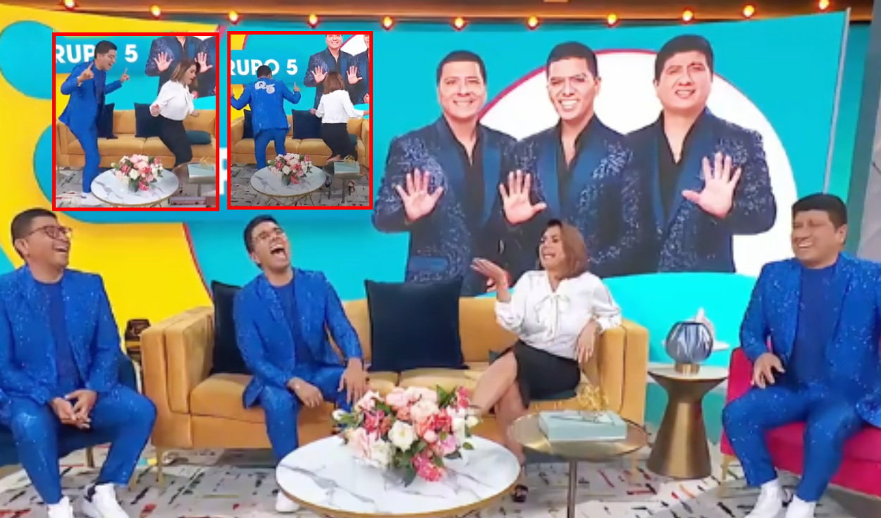 grupo 5 se presentó en telemundo y christian yaipén puso a bailar a famosa conductora penélope menchaca
