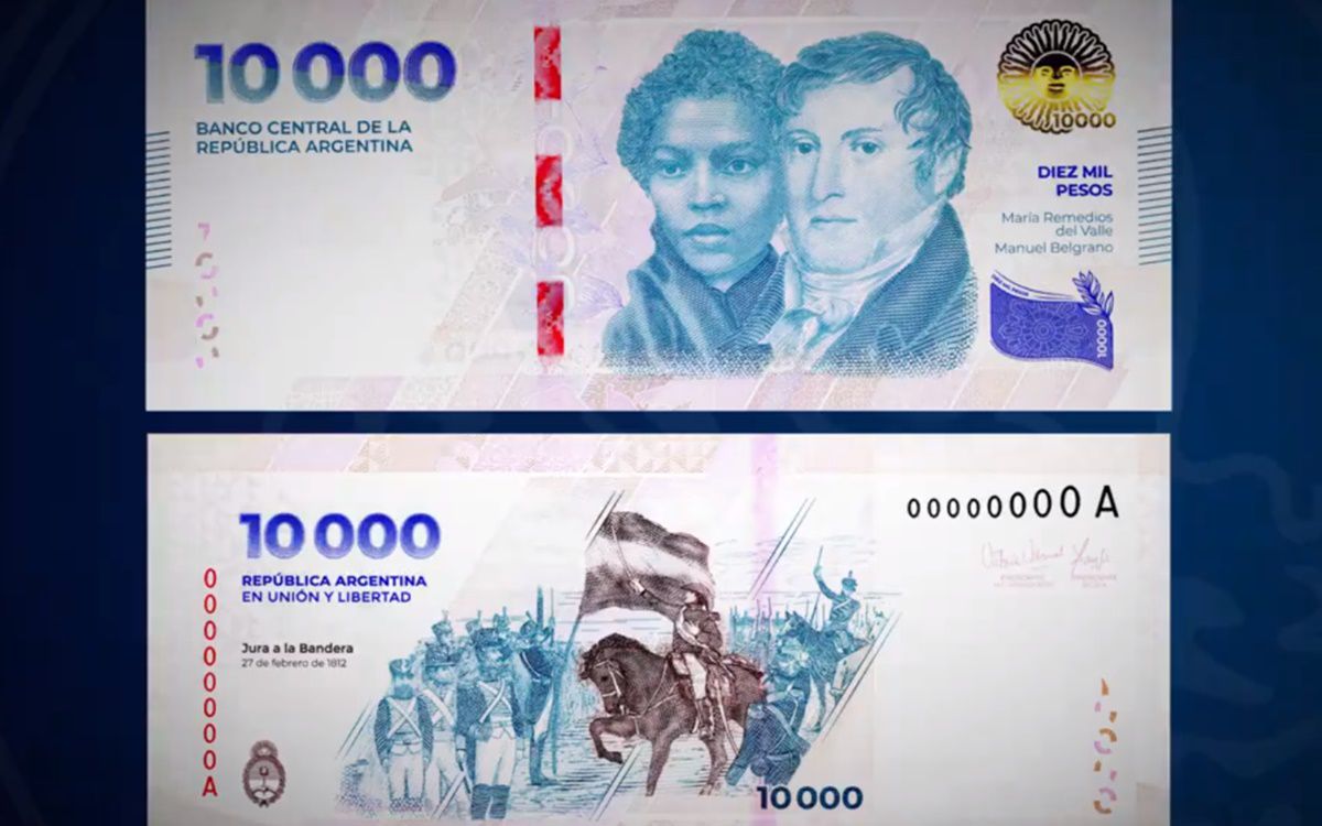 argentina pone en circulación los billetes de 10 mil pesos ante alta inflación