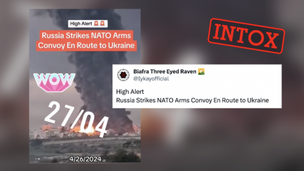 non, cette vidéo ne montre pas une frappe russe sur un convoi d’armes de l’otan