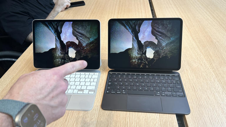 iPad Pro 2024 hands-on: How the new 'nano-texture glass' looks next to one without it