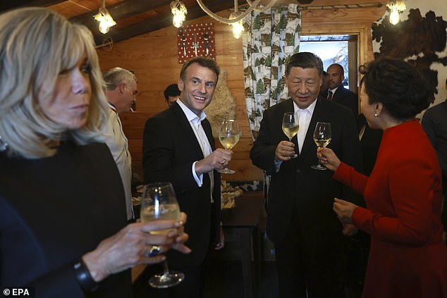 macron and french first lady take chinese counterparts to the alps