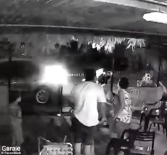 family narrowly avoids being struck by lightening as they drank tea