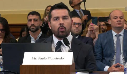 O blogueiro Paulo Figueiredo Filho, durante a audiência da Câmara dos EUA que discutiu uma suposta promoção da 'censura' pelo STF Foto: @FArepublicans via YouTube