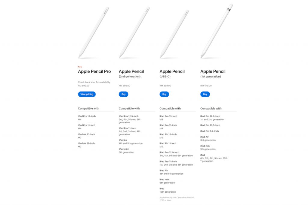 apple pencil pro: priced at rm599 in malaysia, new functions include squeeze, barrel roll, find my support