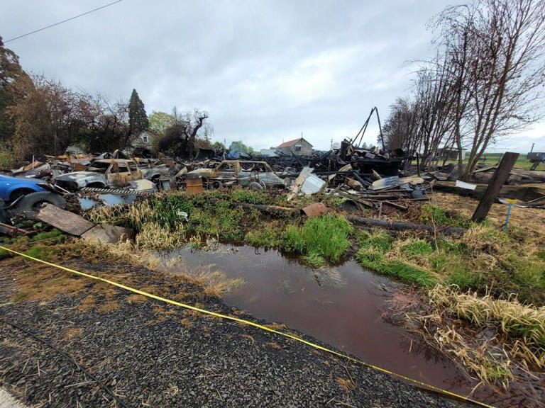 Red substance in Perrydale area ditches after barn fire can’t be identified