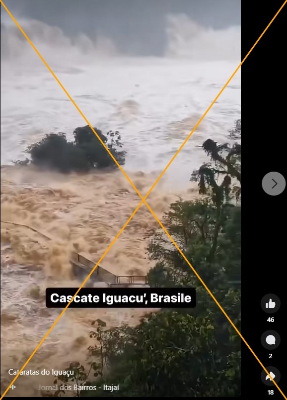 vídeo que mostra vazão de 24 mil m³/s nas cataratas do iguaçu é de outubro de 2023