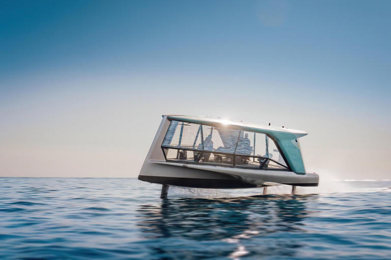 The ultra luxurious battery-powered flying boat features a soundtrack by Hans Zimmer (Picture: Jam Press/Sbxcars.com)
