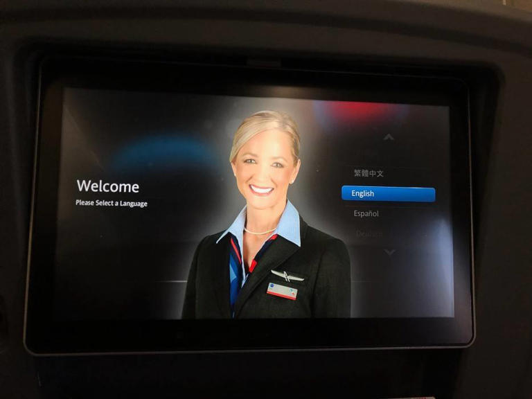 American Airlines Hostess on a Screen