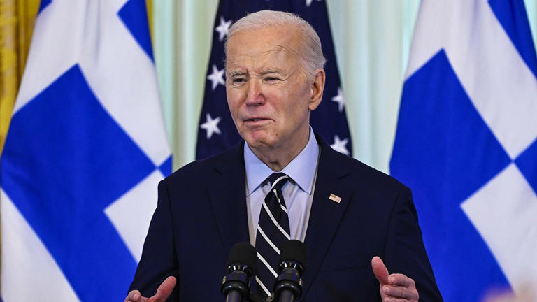 President Biden speaks during the Greek Independence Day in the East Room of the White House in Washington, D.C., on April 4, 2024. Getty Images