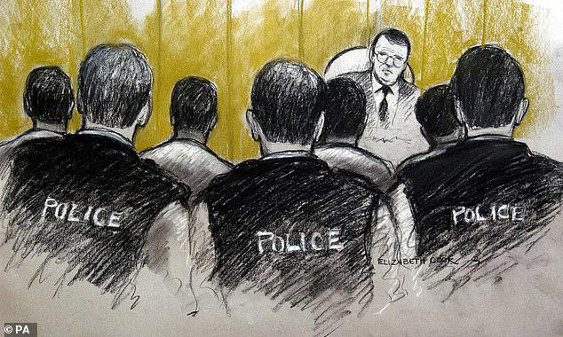 Artists drawing of some of the eight men facing charges of plotting terrorist outrages in Britain and the United States appearing at Belmarsh Magistrates' Court, Wednesday 18 August 2004