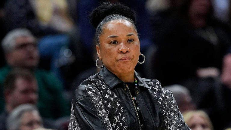 South Carolina head coach Dawn Staley watches from the bench during the first half of a Final Four game against North Carolina State in the NCAA Tournament April 5, 2024, in Cleveland. AP Newsroom