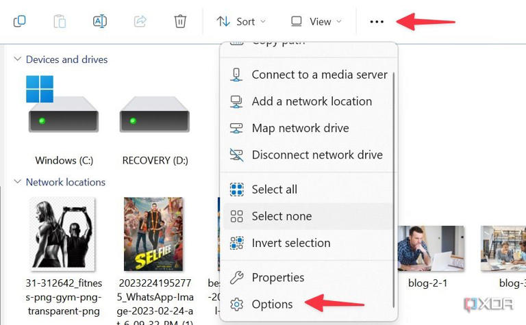 Open File Explorer options on Windows