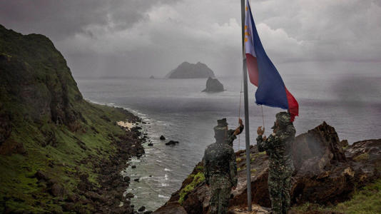 Filipino soldiers on Mavulis Island during a trip by the chief of staff of the Armed Forces of the Philippines, in Batanes, Philippines, June 29, 2023. Batanes, a group of islands at the country’s northernmost tip, lies just 140 kilometers from Taiwan. Reuters
