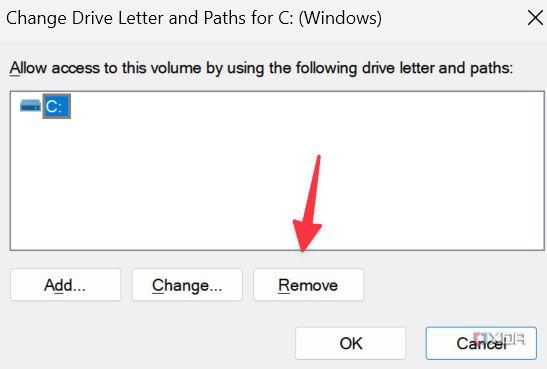 Remove drive letter on Windows