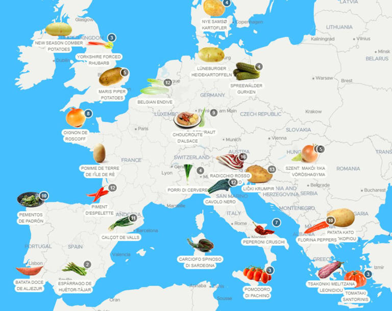 Las reinas del huerto: el mapa con las verduras más famosas de Europa y ...