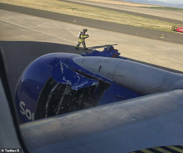 On a wing and a prayer! Terrifying moment Boeing engine cowling falls ...