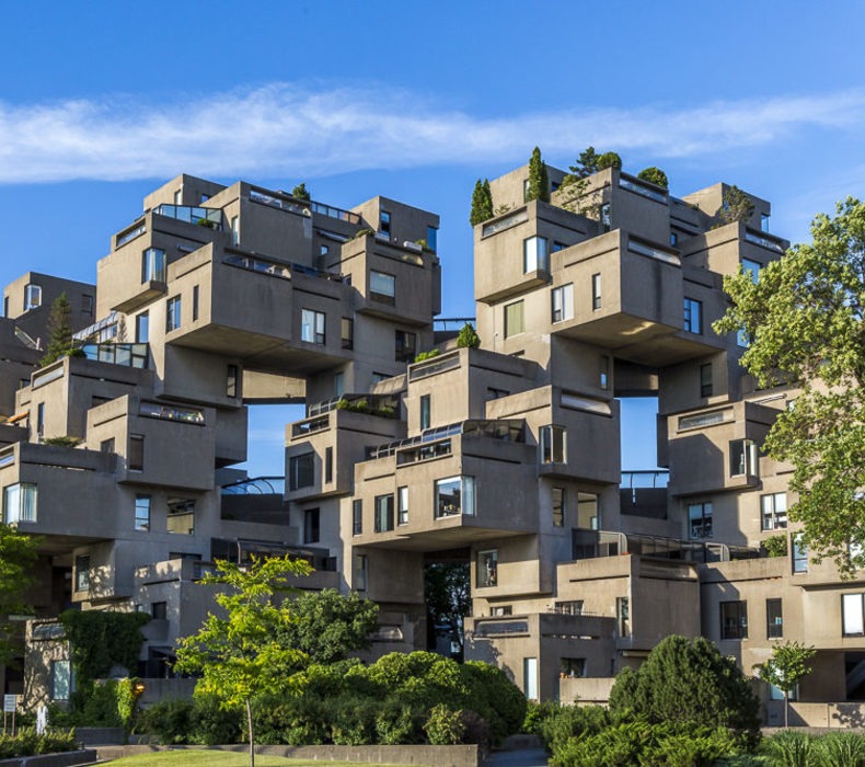 <p><span><span><span><span><span><span>Designed by architect Moshe Safdie, Habitat 67 in Montreal was designed as a solution to urban housing challenges, exploring different ideas for affordable, high-density living in urban environments. Safdie's design for Habitat 67 has a series of interconnected concrete modules, forming a unique residential complex. Each module provides residents with spacious living quarters, private balconies, and natural light. During Expo 67, Habitat 67's bold design focused on changing urban housing and experimenting with new ideas, especially with residential architecture.</span></span></span></span></span></span></p>  <p><span><span><span><span><span><span>Today, Habitat 67 still attracts visitors and is an in-demand residential address in Montreal. Public tours started again in 2022, and visitors can sign up for summer tours from July to October 31st.</span></span></span></span></span></span></p>